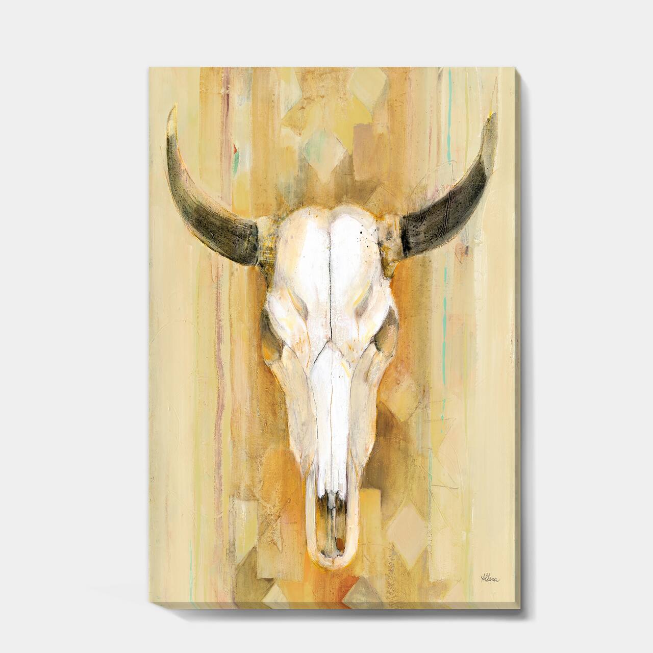 Designart - His southwest bones - Gold Wildlife Canvas Art